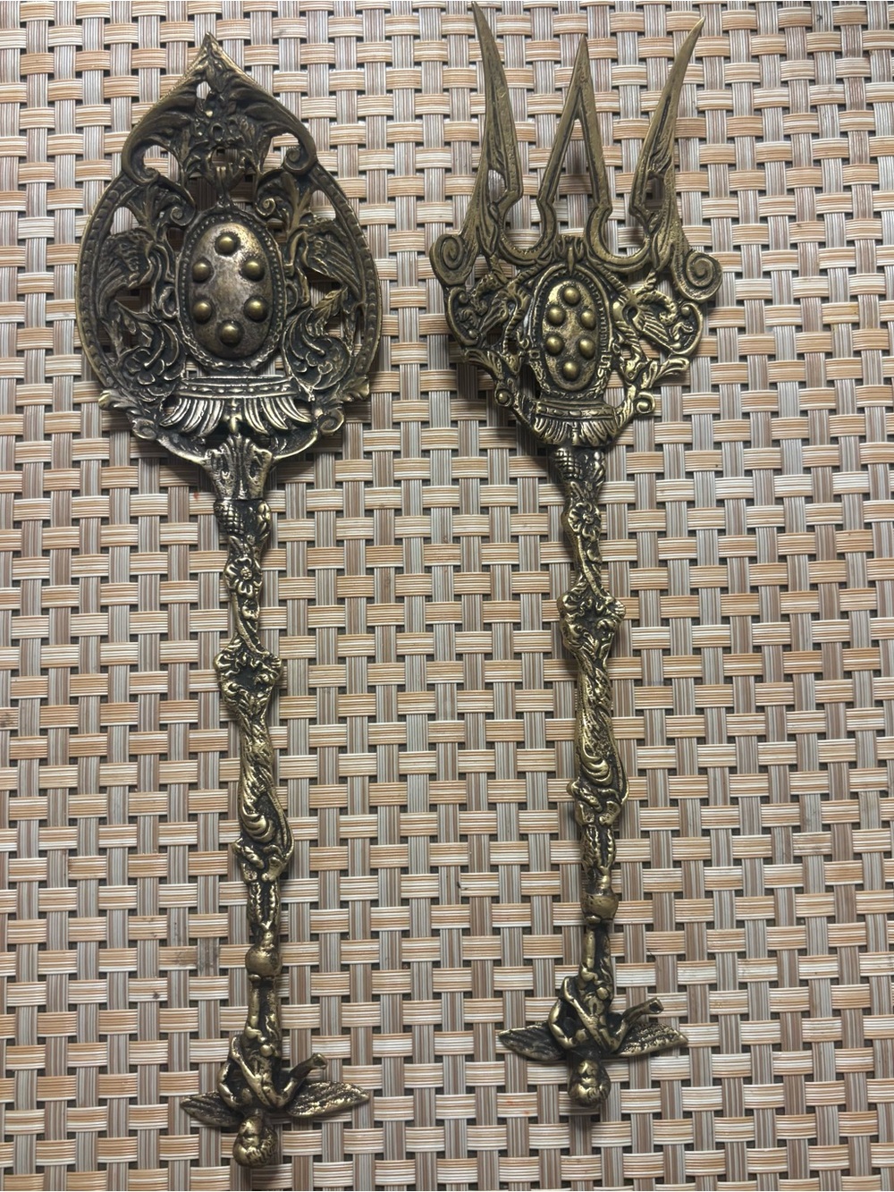Montagnani Italy brass spoon and fork Vintage